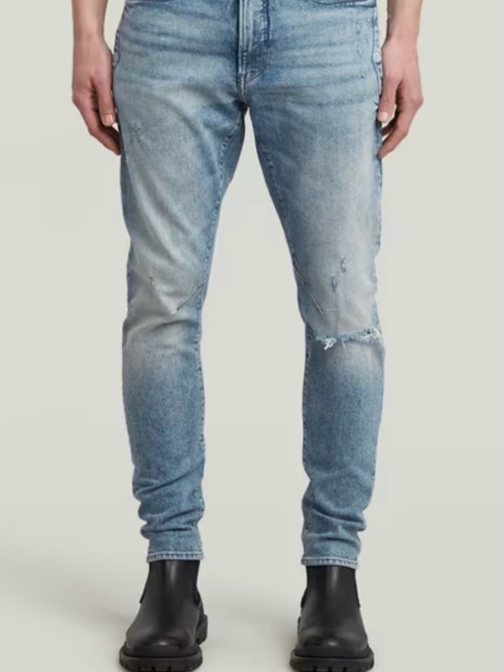 G-Star D-staq 3D slim Light Blue Skinny Distressed Jeans